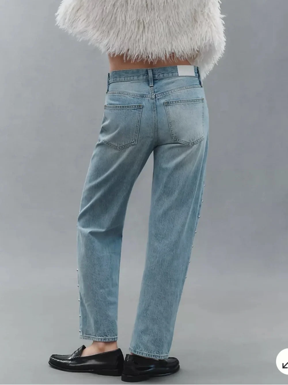 Pistola Lexi Mid-Rise Bowed Straight-Leg Jeans 25 Vintage Wash - Picture 3 of 15